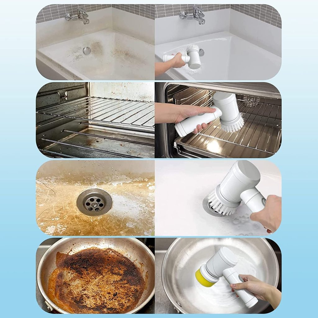 FIZZI SHOP 5 in 1 USB Magic Brush showing multiple brush heads and compact design for versatile cleaning and grooming tasks.