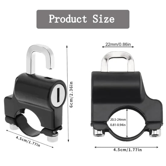 FIZZI SHOP bike helmet lock securing helmet with a sturdy metal lock and key for safety and theft prevention.