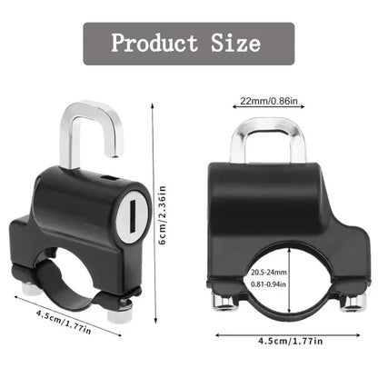 FIZZI SHOP bike helmet lock securing helmet with a sturdy metal lock and key for safety and theft prevention.