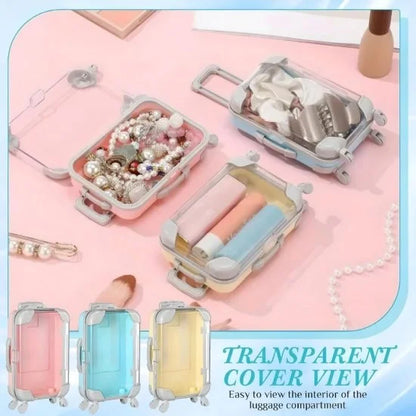 FIZZI SHOP trolley cosmetic suitcase with multiple compartments and wheels, ideal for travel and makeup storage.