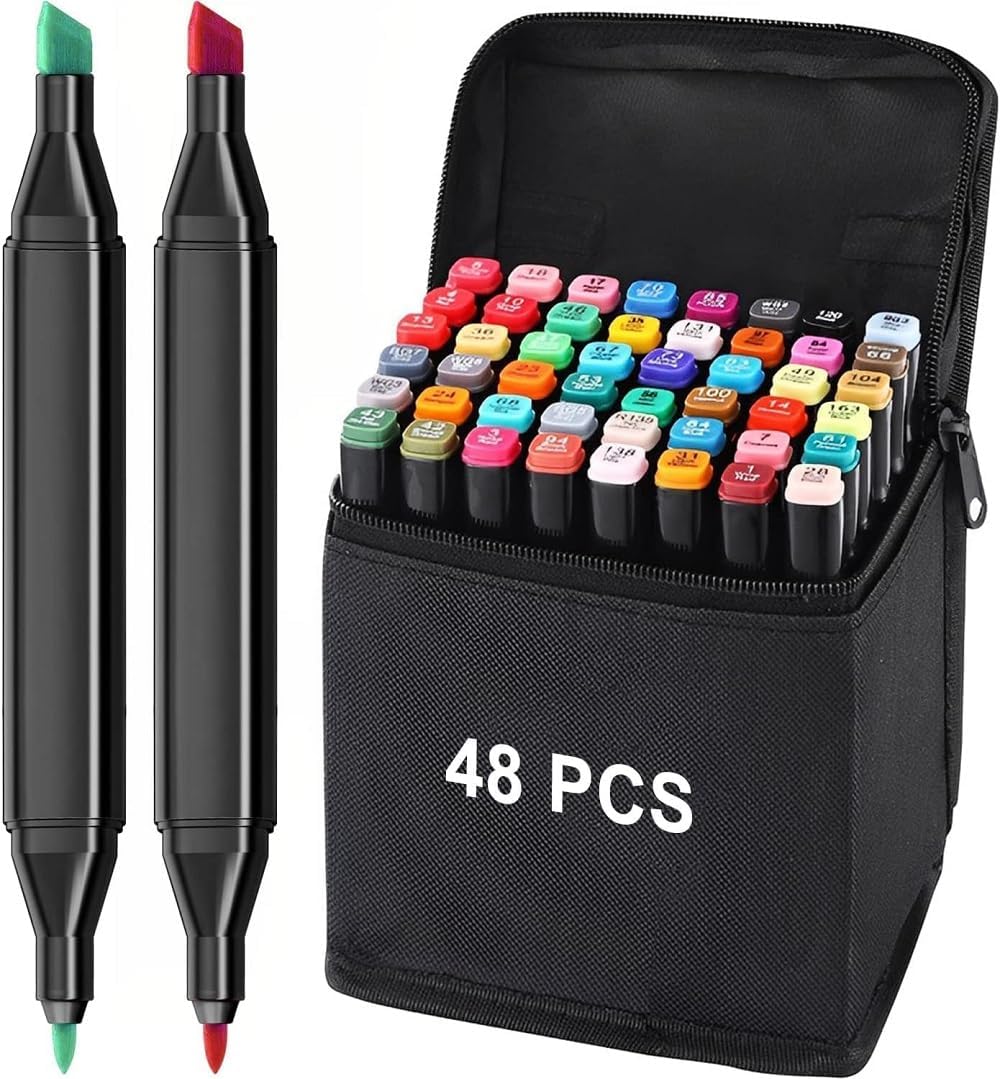 Set of 48 color markers pens by FIZZI SHOP JK SIDHU, featuring vibrant ink colors for art and craft projects.