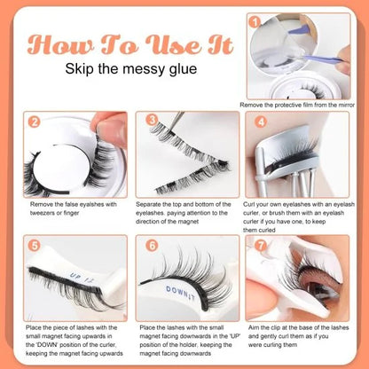 Reusable magnetic eyelashes by FIZZI SHOP with sleek black lash bands and magnetic accents for easy, natural-looking eyelash enhancement.