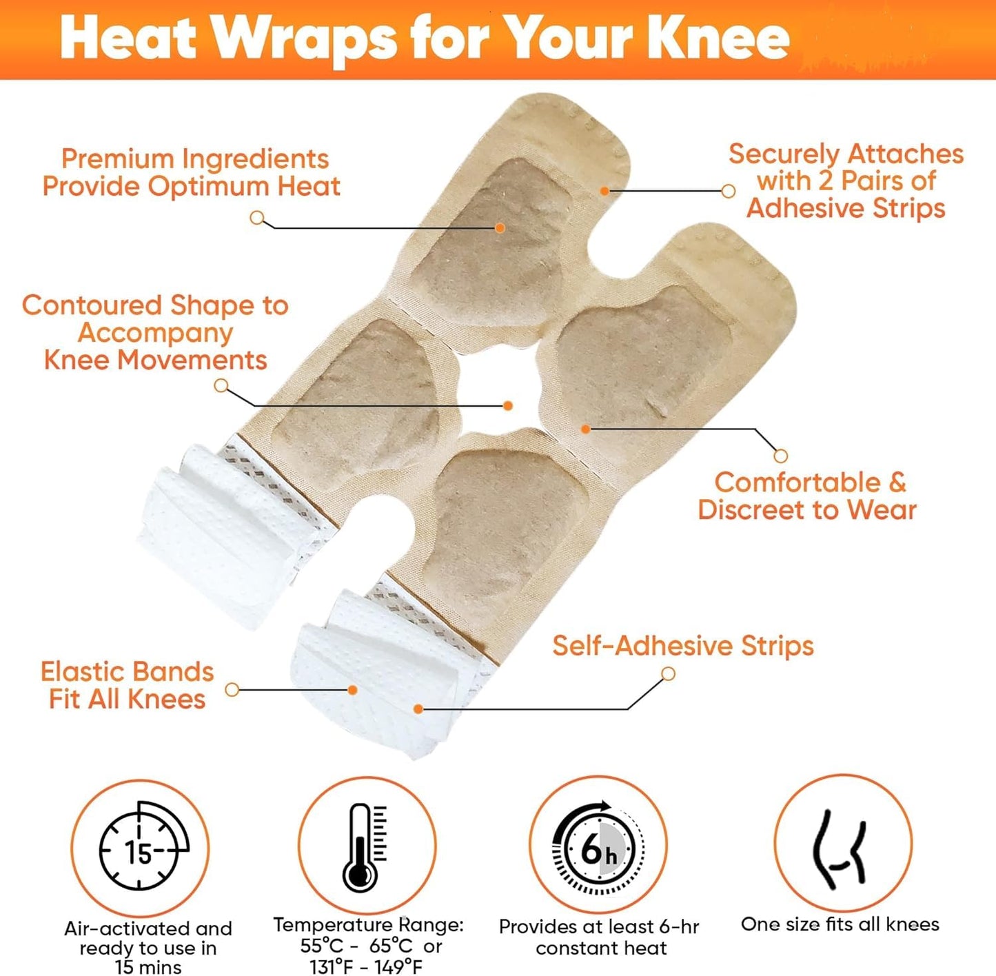 FIZZI SHOP warm knee pad, cushioned and adjustable for comfort, shown on a person's knee in a close-up image.