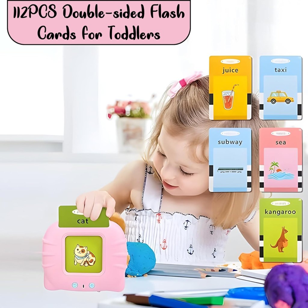 English talking flash cards from FIZZI SHOP, educational game toys with colorful cards for learning words and speech development.