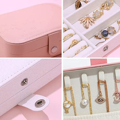 PU big jewellery box by FIZZI SHOP JK SIDHU with multiple compartments for organizing necklaces, rings, and earrings.
