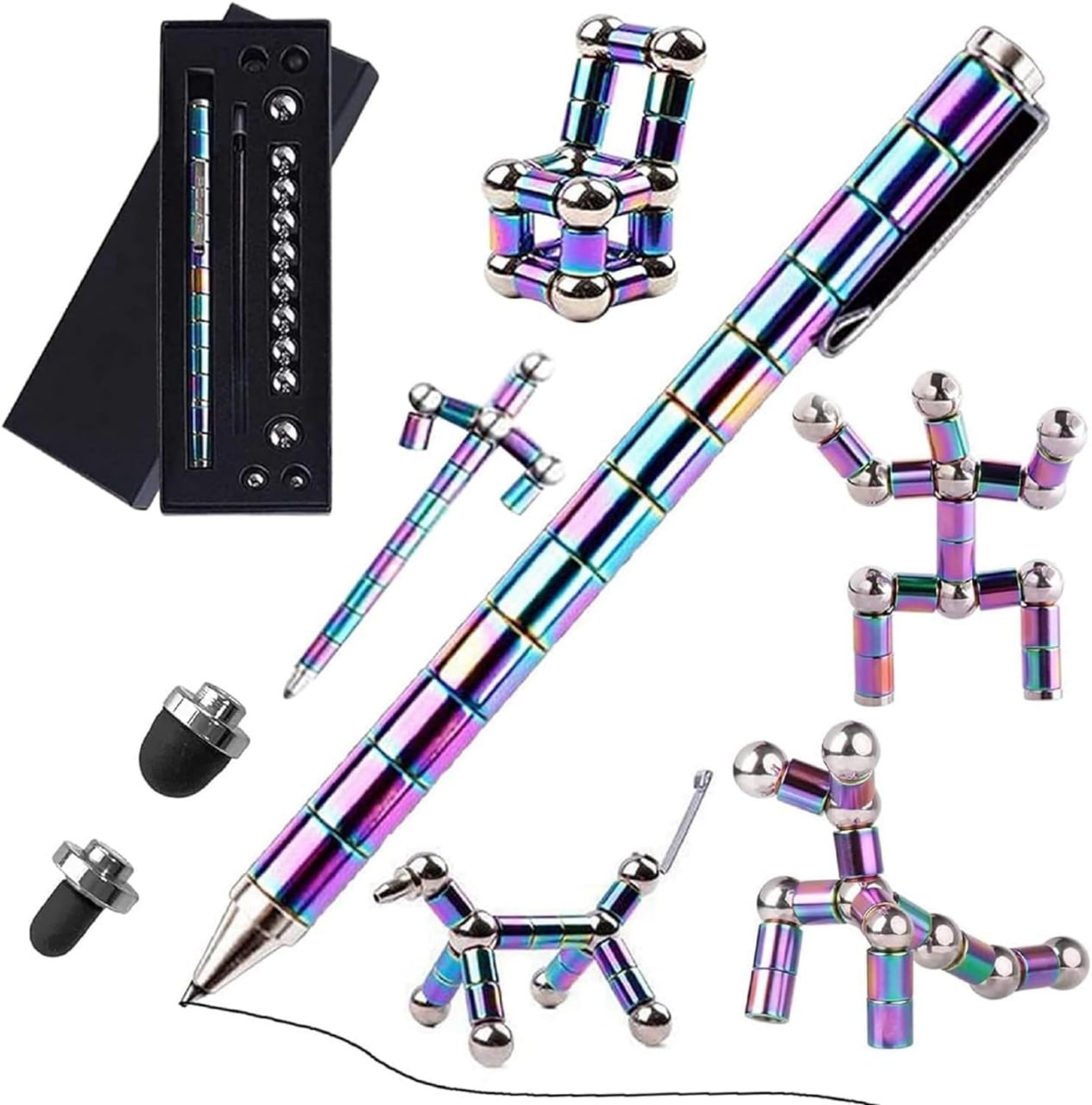 Rainbow Fidget Magnetic Pen by FIZZI SHOP JK SIDHU featuring colorful rainbow design and magnetic tip for interactive fun.