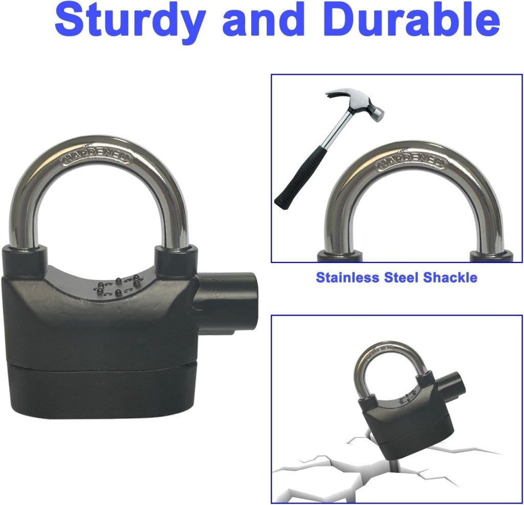 FIZZI SHOP security alarm lock with key, featuring a sturdy metal body and digital keypad for added safety and security.