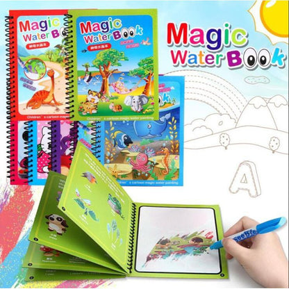 FIZZI SHOP JK SIDHU Magic Water Book with colorful illustrations and water pen for kids' creative fun and learning.