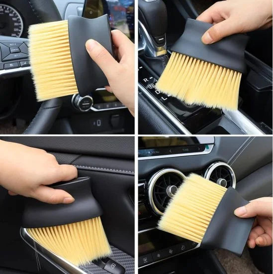 FIZZI SHOP Car Dust Cleaner Soft Hair Brush with gentle bristles for cleaning dust from vehicle interiors and surfaces.