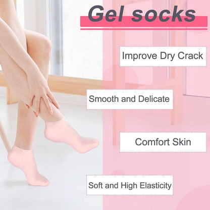 FIZZI SHOP Aloe Silicone Heel Moisturizer Socks showing soft silicone-lined heel socks for moisturizing and skin care.