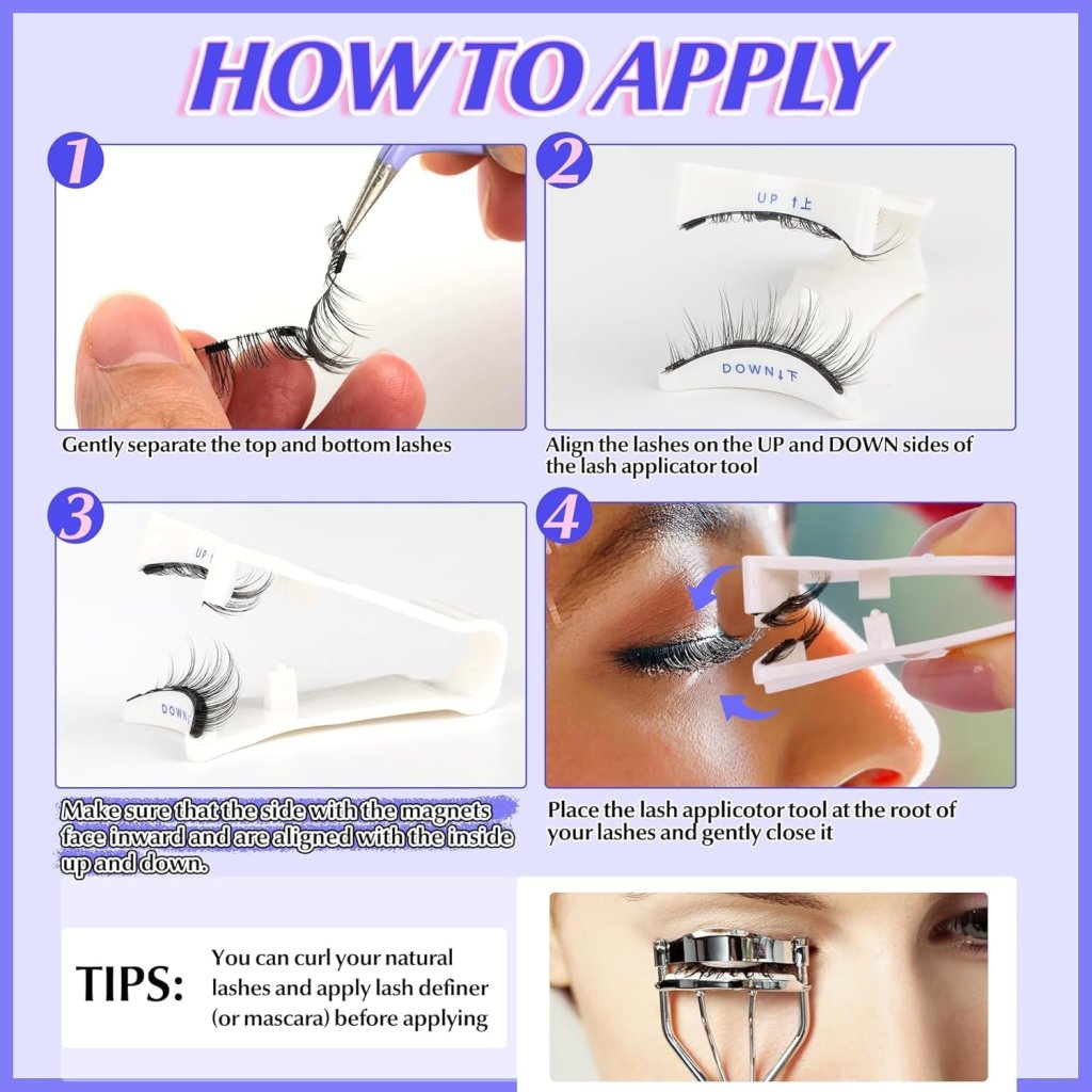 Reusable magnetic eyelashes from FIZZI SHOP, showcasing sleek, natural-looking false eyelashes with magnetic strips for easy application.