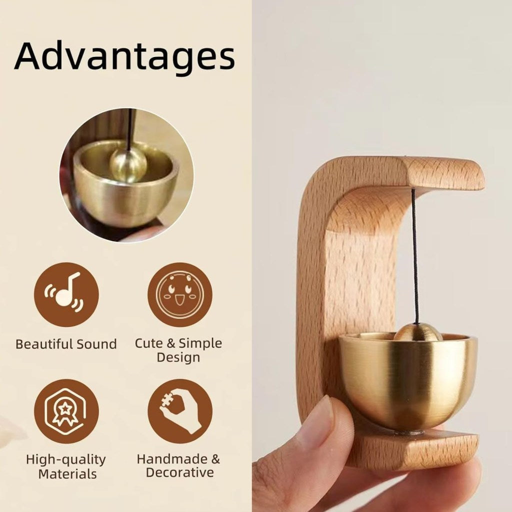 Wooden doorbell by FIZZI SHOP featuring a rustic design with a brass bell and wooden frame for charming home decor.