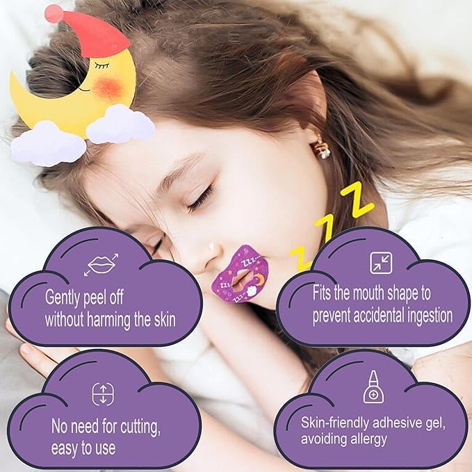 FIZZI SHOP anti snoring lips strips in a box, 30 pieces, showing the strips designed to reduce snoring and improve sleep quality.