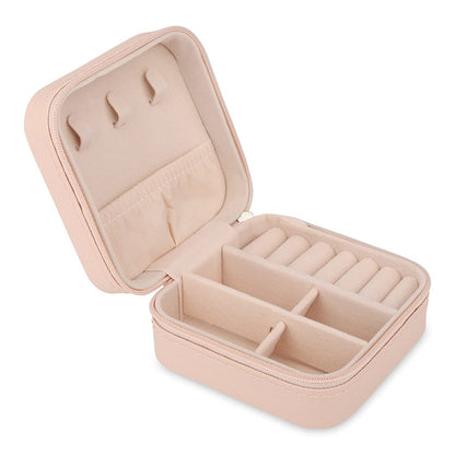 FIZZI SHOP JK SIDHU PU jewelry box with compartments and gold accents, perfect for storing rings, necklaces, and earrings.