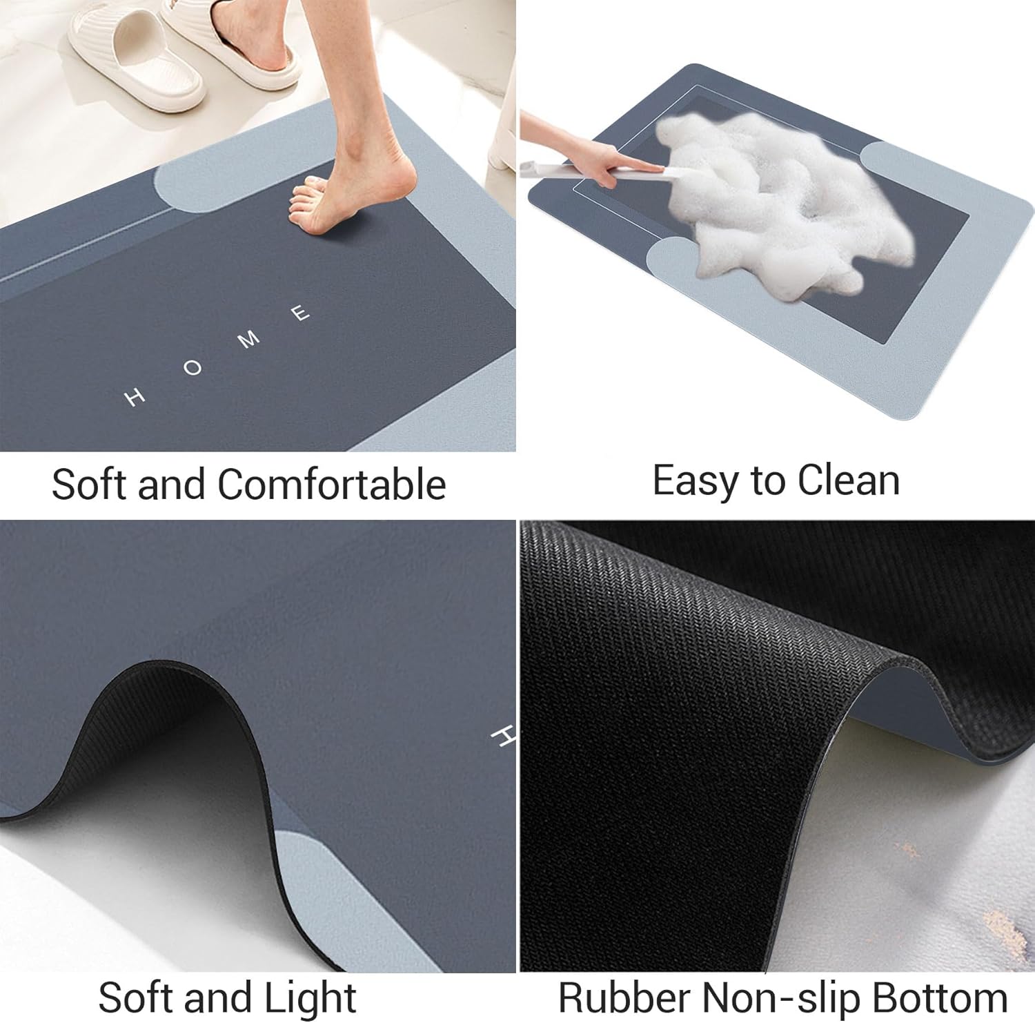 Square bathroom mat by FIZZI SHOP with soft, absorbent fabric and non-slip backing for safety and comfort.