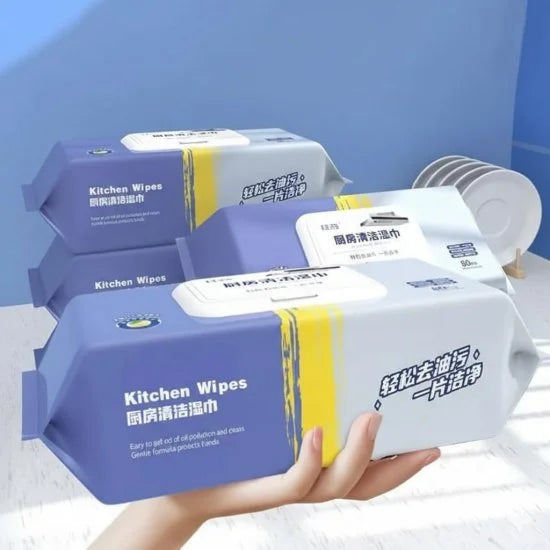 Pack of 80 FIZZI SHOP kitchen wipes with soft, absorbent cloths for cleaning and wiping surfaces in the kitchen.