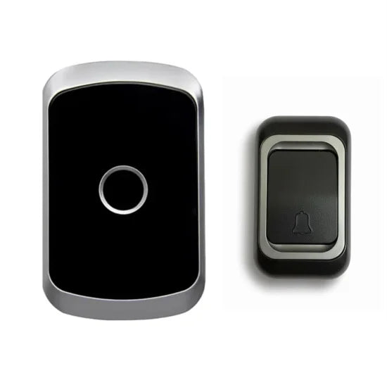 Wireless remote doorbell by FIZZI SHOP with a sleek button and receiver, designed for easy installation and convenient use.
