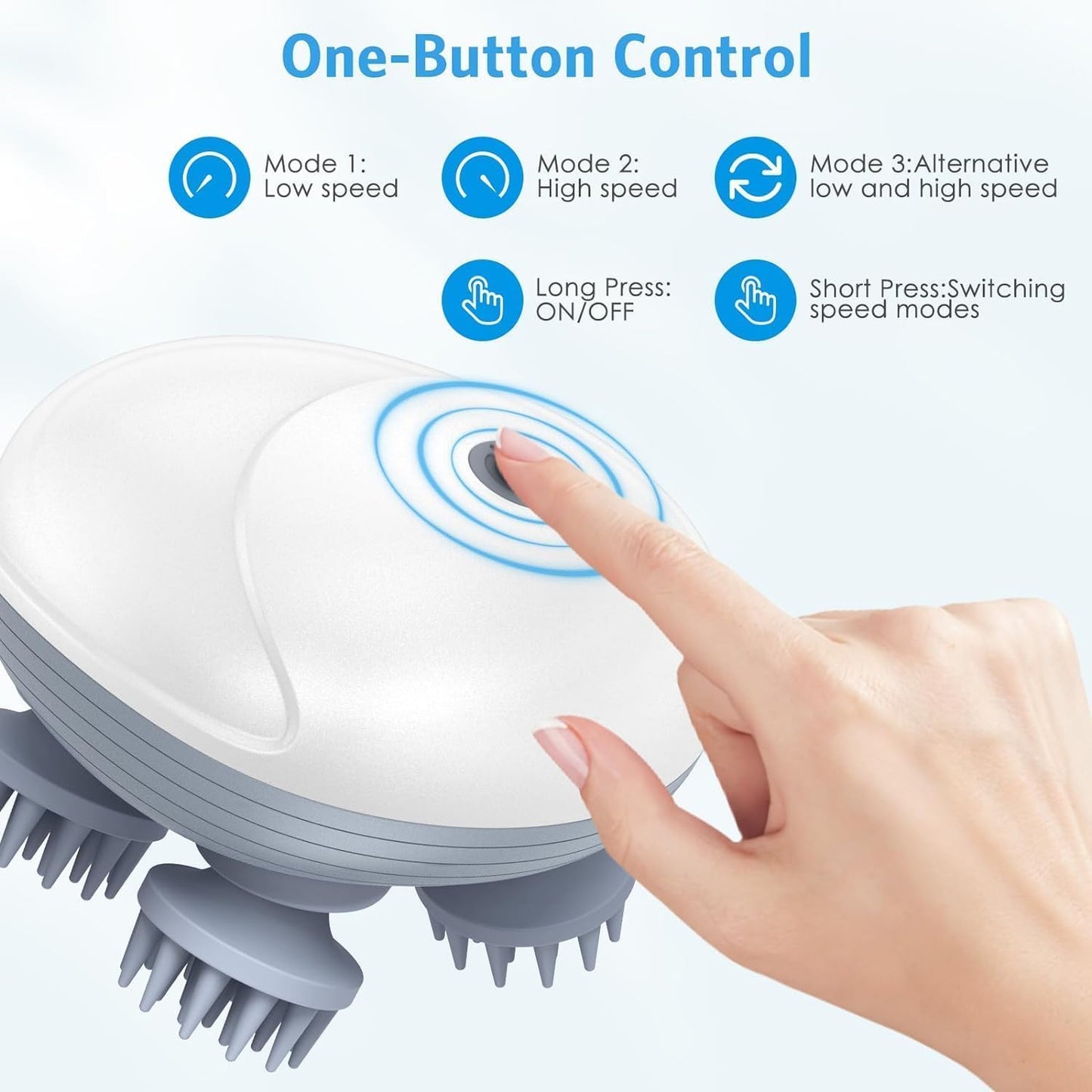 FIZZI SHOP Smart Scalp Massager with rotating massage heads and ergonomic handle for relaxing scalp therapy.