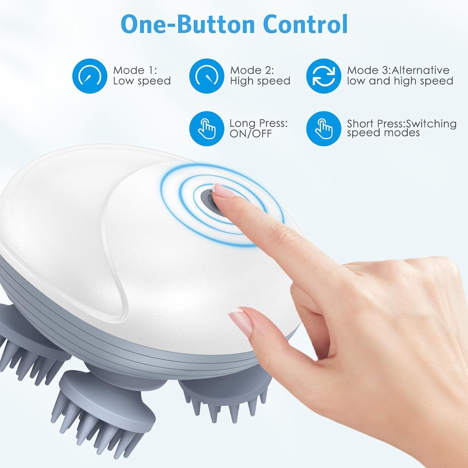 FIZZI SHOP Smart Scalp Massager with rotating massage heads and ergonomic handle for relaxing scalp therapy.