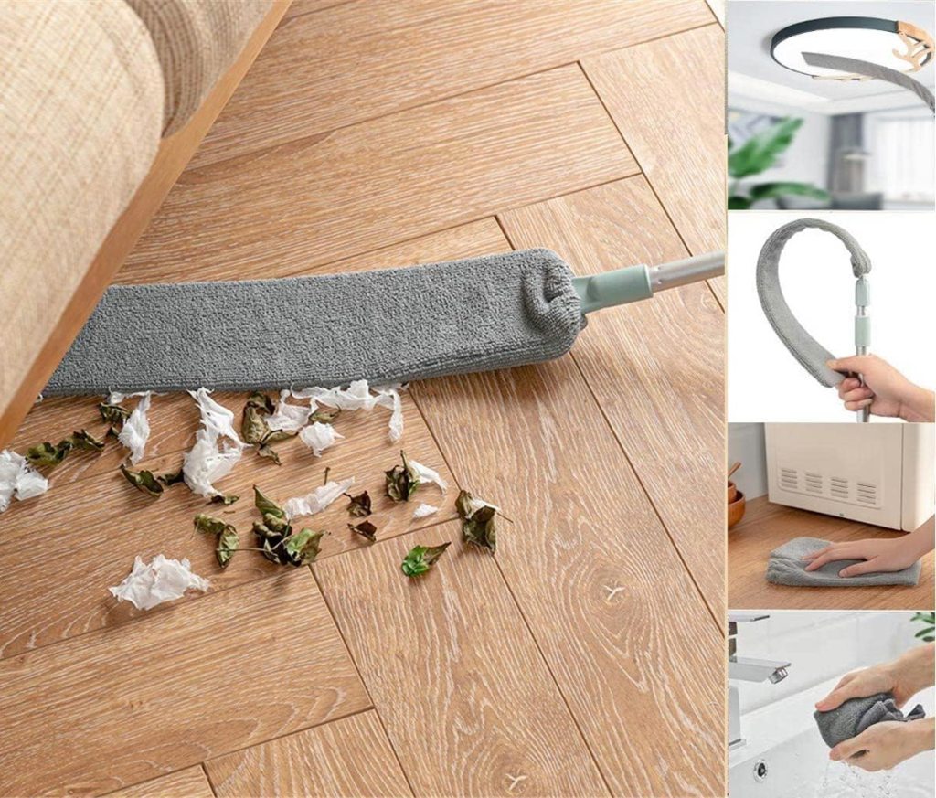 FIZZI SHOP flat flexible gap cleaning mop with adjustable handle and microfiber cleaning head for narrow spaces.