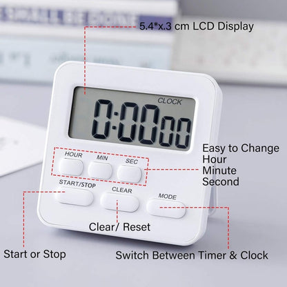Digital kitchen timer alarm clock from FIZZI SHOP JK SIDHU, showing a digital display with timer buttons and a sleek design.