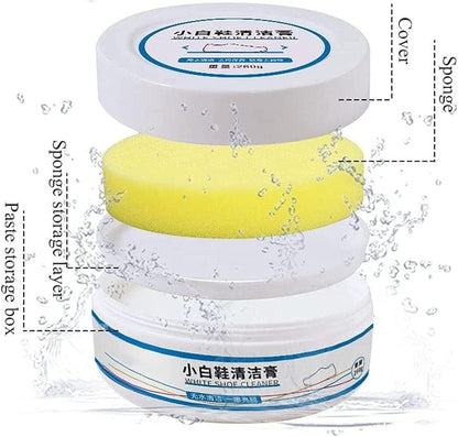 White shoes cleaner in 260g container from FIZZI SHOP, showing the cleaning product with a white and blue label.