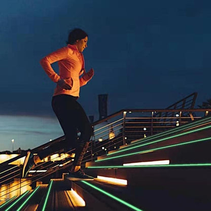 Glow-in-the-dark anti-slip tape by FIZZI SHOP JK SIDHU, showing textured surface with reflective glow for safety on stairs and floors.