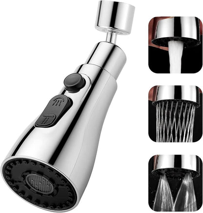 FIZZI SHOP 360 faucet splash head with rotating spray for kitchen sink, stainless steel finish, easy to install.