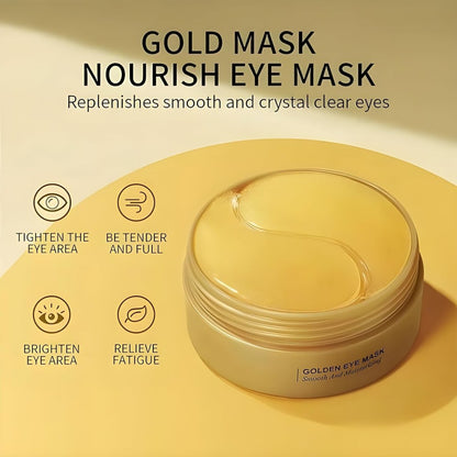 FIZZI SHOP 24K Gold Under Eye Patches showing gold-infused gel patches designed to reduce puffiness and dark circles.