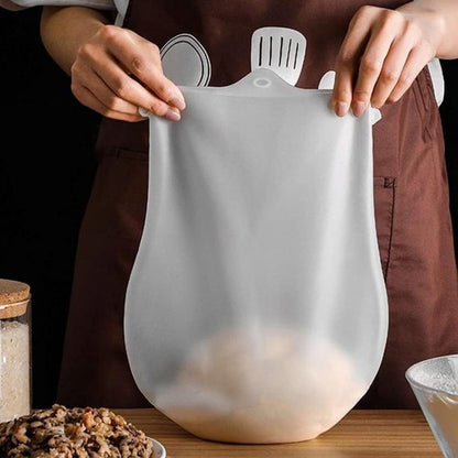 FIZZI SHOP silicone atta maker bag for kneading and storing dough, flexible and reusable kitchen baking tool.