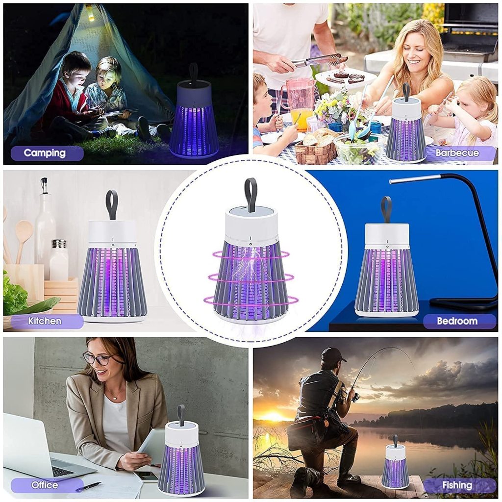 FIZZI SHOP electric shock mosquito killer with UV light trapping insects, compact design, and insect grid for effective mosquito control