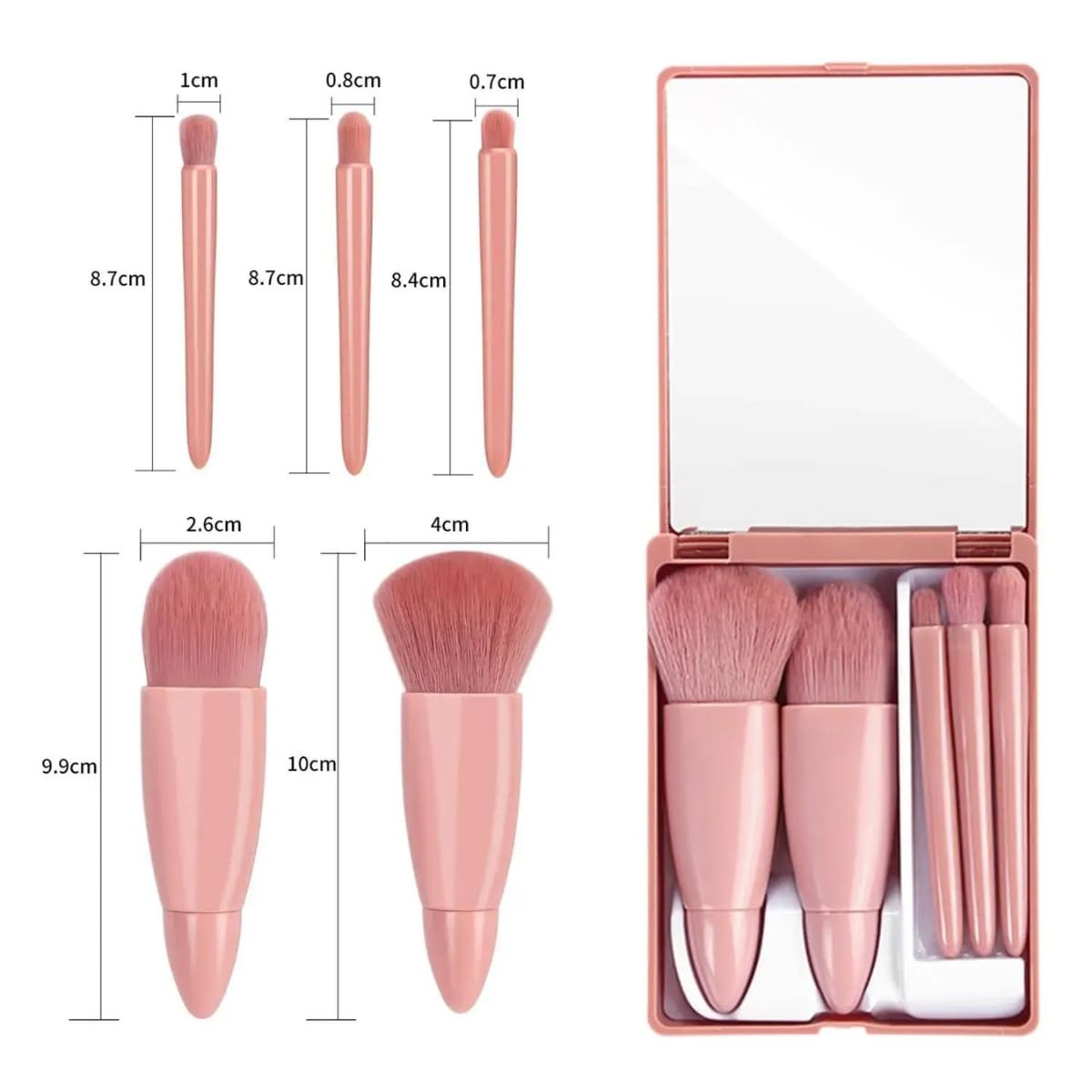 FIZZI SHOP JK SIDHU makeup brush set with mirror case, featuring multiple brushes arranged inside a sleek black case.