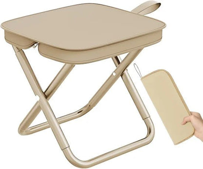 FIZZI SHOP JK SIDHU folding handbag stool with a soft fabric surface and compact design, ideal for portable seating.