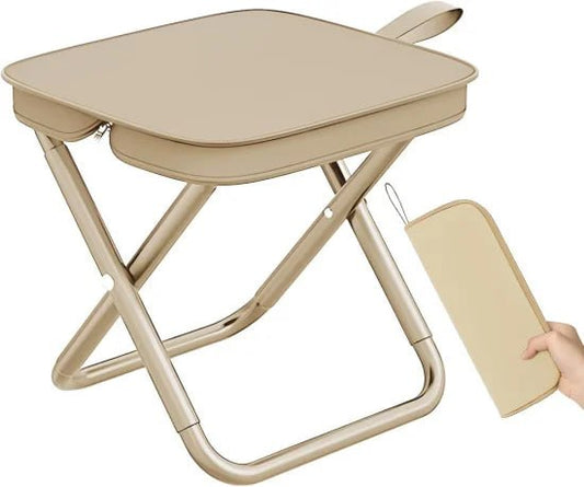 FIZZI SHOP JK SIDHU folding handbag stool with a soft fabric surface and compact design, ideal for portable seating.