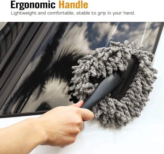FIZZI SHOP Mini Car Duster with soft microfiber head for dusting and cleaning car interior and exterior surfaces.