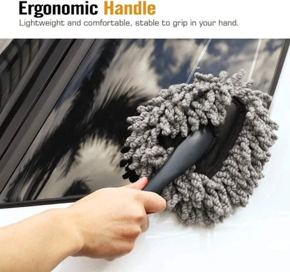 FIZZI SHOP Mini Car Duster with soft microfiber head for dusting and cleaning car interior and exterior surfaces.