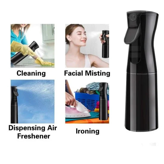 FIZZI SHOP hair spray bottle with a sleek design and spray nozzle, used for styling and holding hair in place.