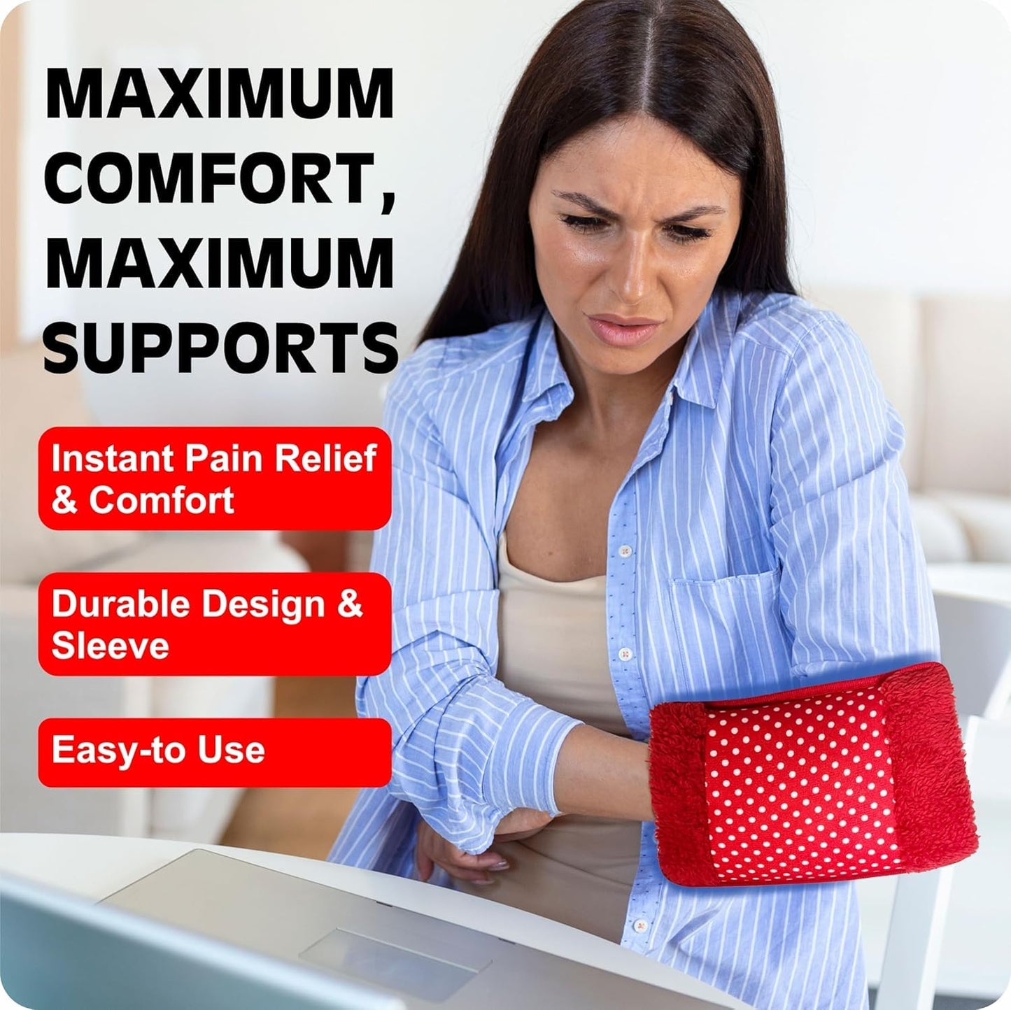 Electric velvet heating bag for pain relief by FIZZI SHOP, soft velvet cover with cord for heating and soothing warmth.