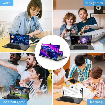 FIZZI SHOP JK SIDHU 3D Video Amplifier with an 8-inch screen displaying vibrant 3D visuals and controls on the front panel.