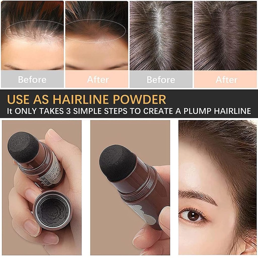 FIZZI SHOP black hair line powder stick showing the applicator and product texture for hairline touch-up and density.