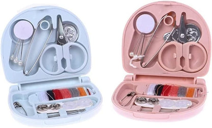 Mini travel sewing kit by FIZZI SHOP JK SIDHU with sewing needles, threads, scissors, and buttons in a compact case.