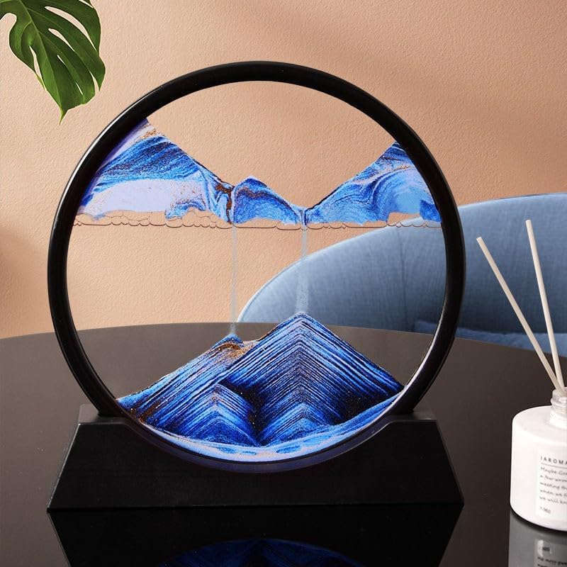 FIZZI SHOP JK SIDHU quick sand art painting featuring vibrant swirling sand patterns in a glass frame.