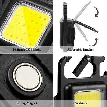 Rechargeable LED COB keychain light by FIZZI SHOP JK SIDHU with compact design and bright illumination, visible in the image.