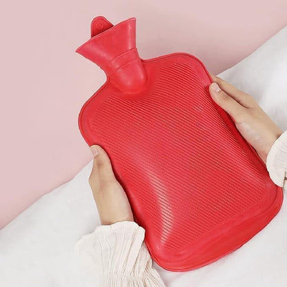 FIZZI SHOP JK SIDHU 1000 ml hot water bag with red fabric cover for soothing warmth and pain relief.