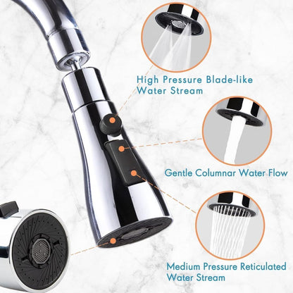 FIZZI SHOP 360 faucet splash head with rotating spray, designed for easy water flow control and modern kitchen faucet use.