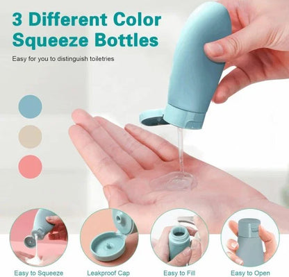 Set of 11 travel bottles from FIZZI SHOP, including small containers for liquids, toiletries, and travel essentials.