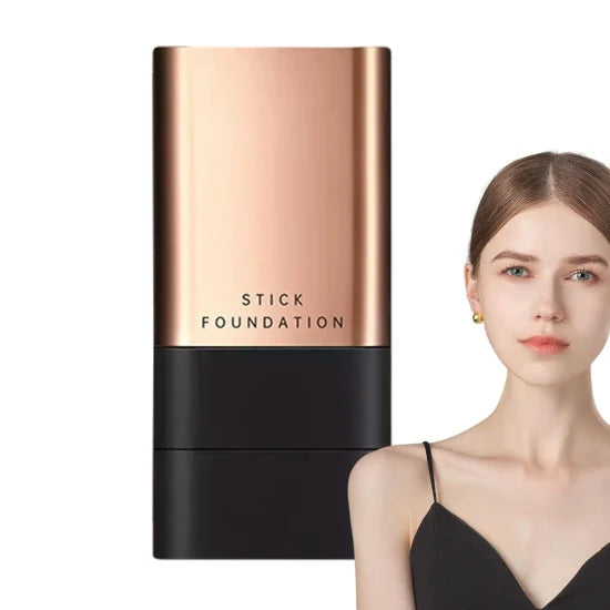FIZZI SHOP 2-in-1 makeup foundation stick with a sleek, portable design, shown open to reveal creamy foundation inside.