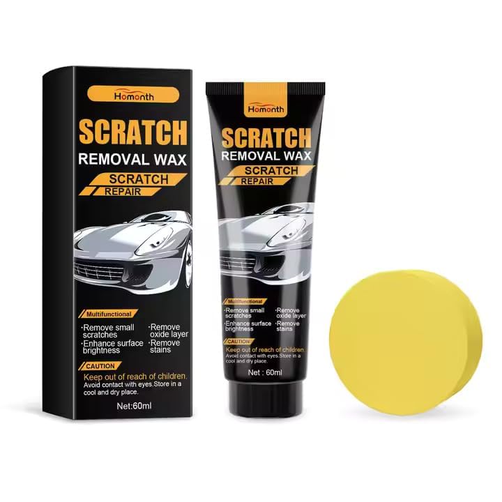 FIZZI SHOP car scratch removal wax repair paste applied on a vehicle's surface for scratch repair and paint restoration.