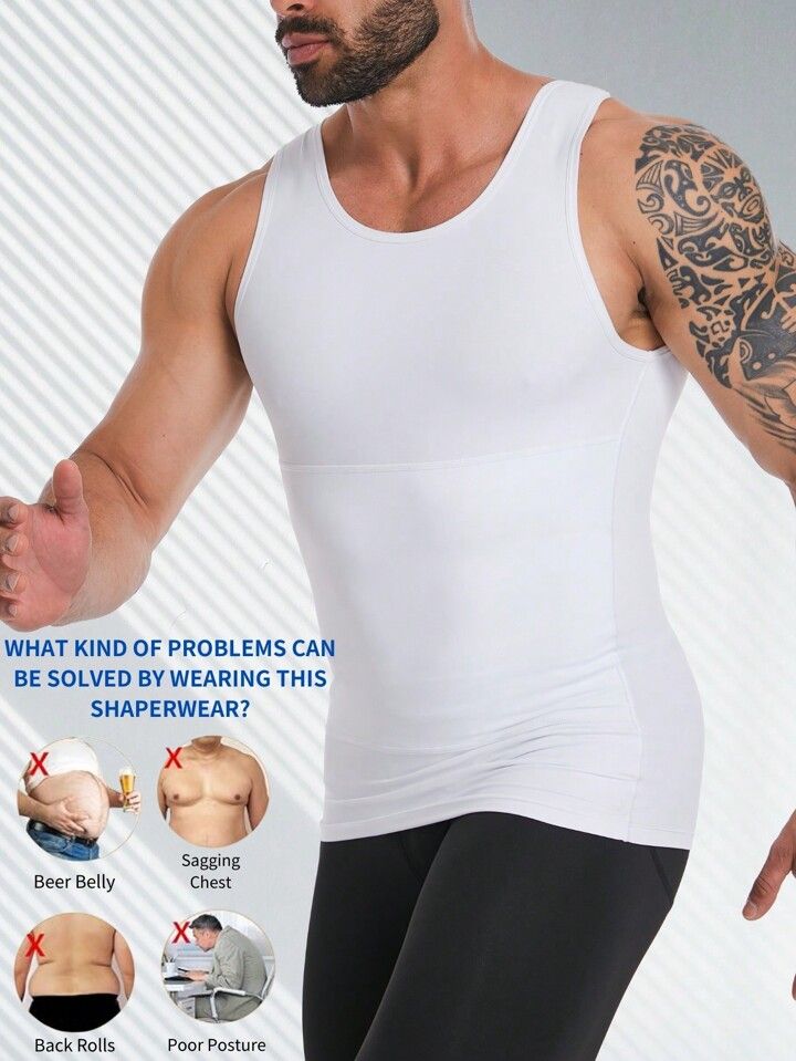 Slimming men's shirt by FIZZI SHOP, designed to create a slim and fit appearance, shown on a male model.