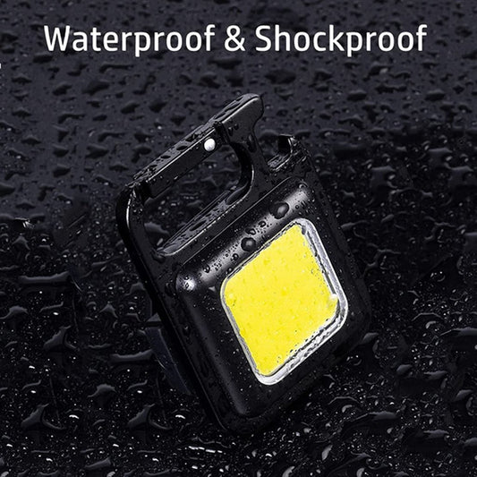 Rechargeable LED COB keychain light by FIZZI SHOP JK SIDHU, compact with bright LED illumination and keyring attachment.